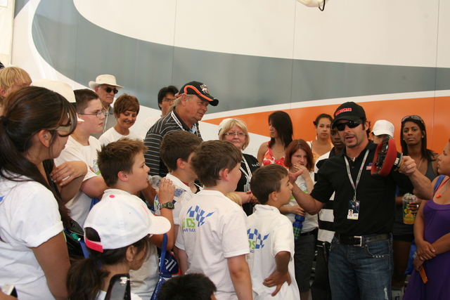 Alex Tagliani hosted hosted youngsters from the Kids Up Front Foundation at the track. -- Photo by: Steve Snoddy