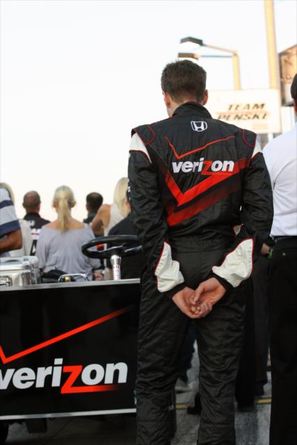 Will Power stands in pit lane during the National Anthem. -- Photo by: Daniel Incandela