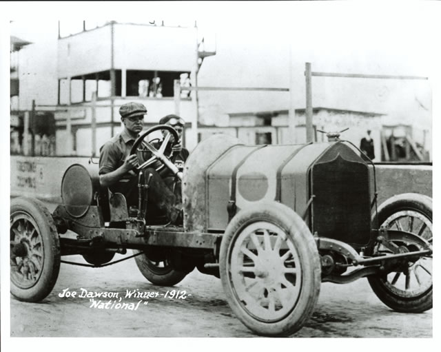 Joe Dawson in the #8 National  (National/National) at the Indianapolis Motor Speedway in 1912 . -- Photo by: No Photographer