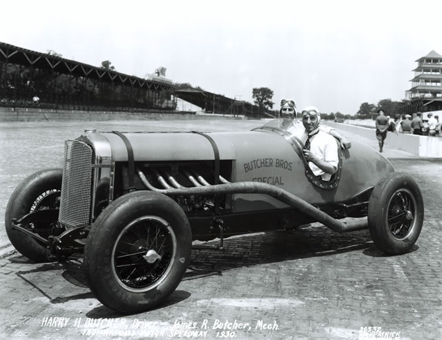 Harry Butcher in the #46 Butcher Brothers Special (Buick/Buick) at the Indianapolis Motor Speedway in 1930. -- Photo by: No Photographer