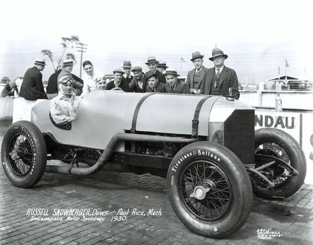 Russ Snowberger in the #22 Russell 8 Special (Snowberger/Studebaker) at the Indianapolis Motor Speedway in 1930. -- Photo by: No Photographer