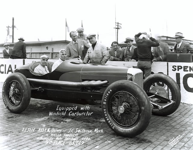 Leslie Allen in the # 25 Allen Miller Products Special (Miller/Miller) at the Indianapolis Motor Speedway in 1930. -- Photo by: No Photographer