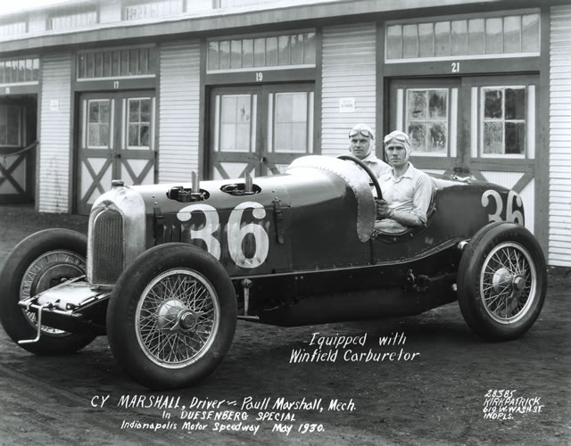 Cy Marshall in the # 36 Duesenberg Special (Duesenberg/Duesenberg) at the Indianapolis Motor Speedway in 1930. -- Photo by: No Photographer
