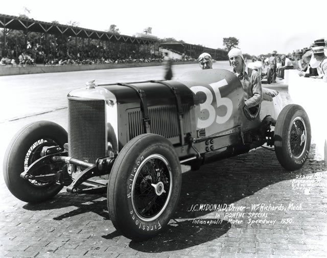 J.C. McDonald in the #35 Romthe Special  (Studebaker/Studebaker) at the Indianapolis Motor Speedway in 1930. -- Photo by: No Photographer