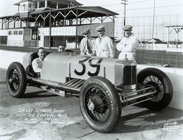 Johnny Seymour in the #39 Gauss Front Drive Special (Cooper/Miller) at the Indianapolis Motor Speedway in 1930. -- Photo by: No Photographer