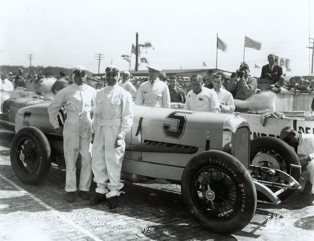 Peter DePaolo in the #5 Duesenberg Special (Stevens/Duesenberg) at the Indianapolis Motor Speedway in 1930. -- Photo by: No Photographer
