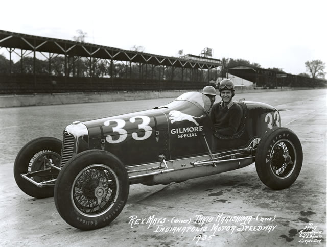 Rex Mays in the #33 Gilmore Special (Adams/Miller) at the Indianapolis Motor Speedway in 1935 -- Photo by: No Photographer