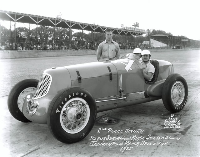Wilbur Shaw in the #14 Pirrung Special (Shaw/Offy) at the Indianapolis Motor Speedway in 1935 -- Photo by: No Photographer