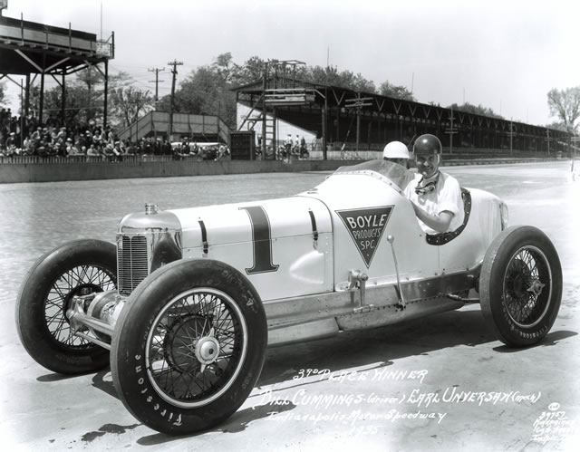 Bill Cummings in the #1 Boyle Products Special (Miller/Miller) at the Indianapolis Motor Speedway in 1935 -- Photo by: No Photographer