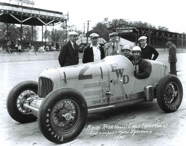 Mauri Rose in the #2 F.W.D. Special (Miller/Miller) at the Indianapolis Motor Speedway in 1935 -- Photo by: No Photographer