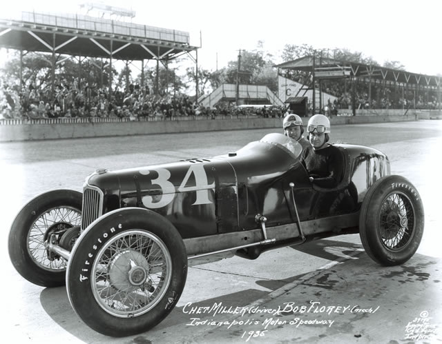 Chet Miller in the #34 Milac Front Drive (Summers/Miller) at the Indianapolis Motor Speedway in 1935 -- Photo by: No Photographer