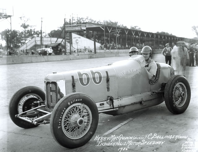 Harry McQuinn in the #66 DeBaets Special (Rigling/Miller) at the Indianapolis Motor Speedway in 1935 -- Photo by: No Photographer