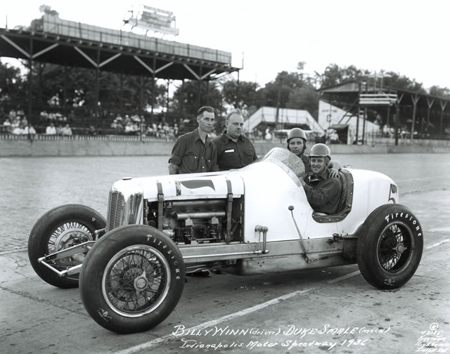 Billy Winn in the #5 Harry A. Miller Special (Miller/Miller) at the Indianapolis Motor Speedway in 1936 -- Photo by: No Photographer