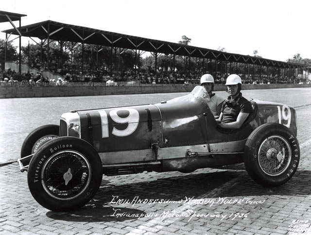 Emil Andres in the #19 Carew Special (Cragar/Whippet) at the Indianapolis Motor Speedway in 1936 -- Photo by: No Photographer