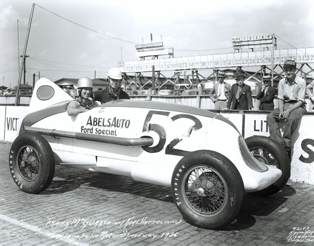 Frank McGurk in the #52 Abels Auto Ford Special (Adams/Cragar) at the Indianapolis Motor Speedway in 1936 -- Photo by: No Photographer