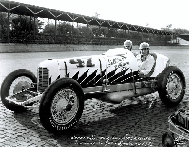 Johnny Seymour in the #47 Sullivan & O' Brien Special (Stevens/Miller) at the Indianapolis Motor Speedway in 1936 -- Photo by: No Photographer