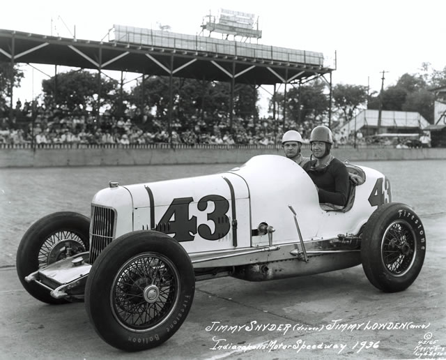 Jimmy Snyder in the #43 Belanger Miller Special (Stevens/Miller) at the Indianapolis Motor Speedway in 1936 -- Photo by: No Photographer