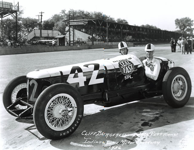 Cliff Bergere in the #42 Bowes Seal Fast Special (Stevens/Miller) at the Indianapolis Motor Speedway in 1936 -- Photo by: No Photographer