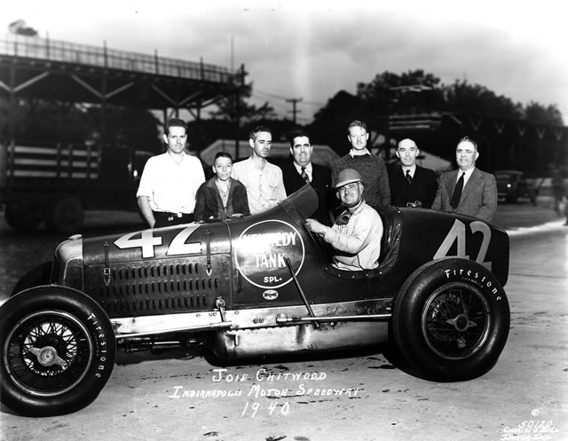 Joie Chitwood in the #42 Kennedy Tank Special (Adams/Offy) at the Indianapolis Motor Speedway in 1940 -- Photo by: No Photographer