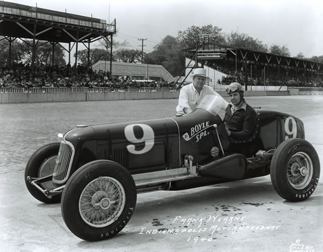 Frank Wearne in the #9 Boyle Special (Stevens/Offy) at the Indianapolis Motor Speedway in 1940 -- Photo by: No Photographer
