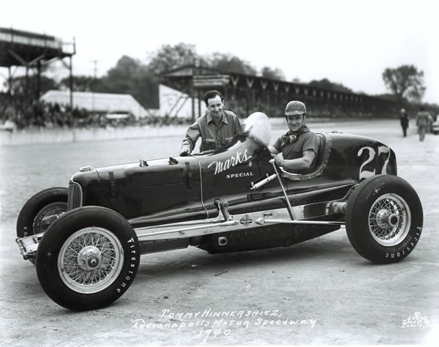 Tommy Hinnershitz in the #27 Marks Special (Adams/Offy) at the Indianapolis Motor Speedway in 1940 -- Photo by: No Photographer