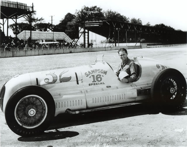 Bob Swanson in the #32 Sampson 16 Special (Stevens/Sampson) at the Indianapolis Motor Speedway in 1940 -- Photo by: No Photographer