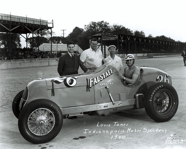 Louis Tomei in the #26 Falstaff Special (Miller/Offy) at the Indianapolis Motor Speedway in 1940 -- Photo by: No Photographer
