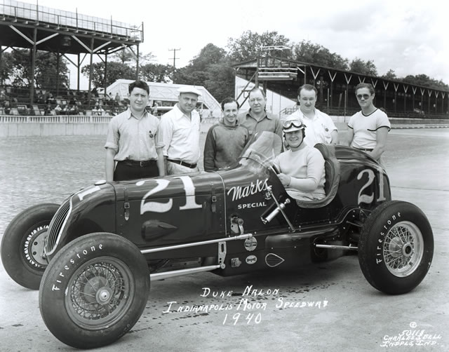 Duke Nalon in the #21 Marks Special (Silnes/Offy) at the Indianapolis Motor Speedway in 1940 -- Photo by: No Photographer