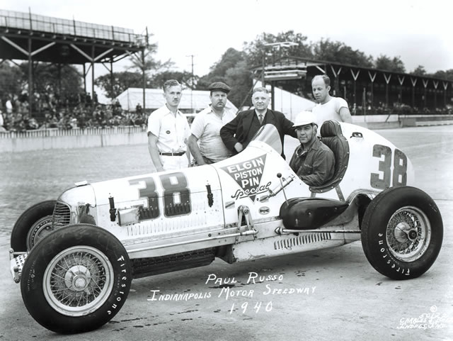 Paul Russo in the #38 Elgin Piston Pin Special (Blume/Brisko) at the Indianapolis Motor Speedway in 1940 -- Photo by: No Photographer