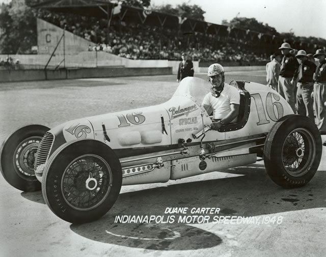 Duane Carter in the #16 Belanger Special (Wetteroth/Offy) at the Indianapolis Motor Speedway in 1948 -- Photo by: No Photographer