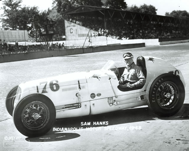 Sam Hanks in the #76 Flavell Special (Adams/Sparks) at the Indianapolis Motor Speedway in 1948 -- Photo by: No Photographer