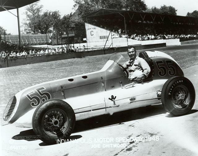 Joie Chitwood in the #55 Nyquist Special (Shaw/Offy) at the Indianapolis Motor Speedway in 1948 -- Photo by: No Photographer