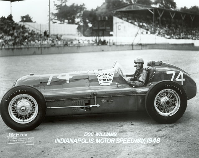 Doc Williams in the #74 Clarke Auto Co. Special (Cooper/Offy) at the Indianapolis Motor Speedway in 1948 -- Photo by: No Photographer