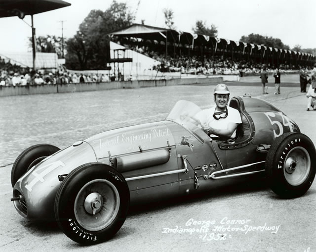 George Connor in the #54 Federal Engineering Detroit Special (KK3000/Offy) at the Indianapolis Motor Speedway in 1952 -- Photo by: No Photographer