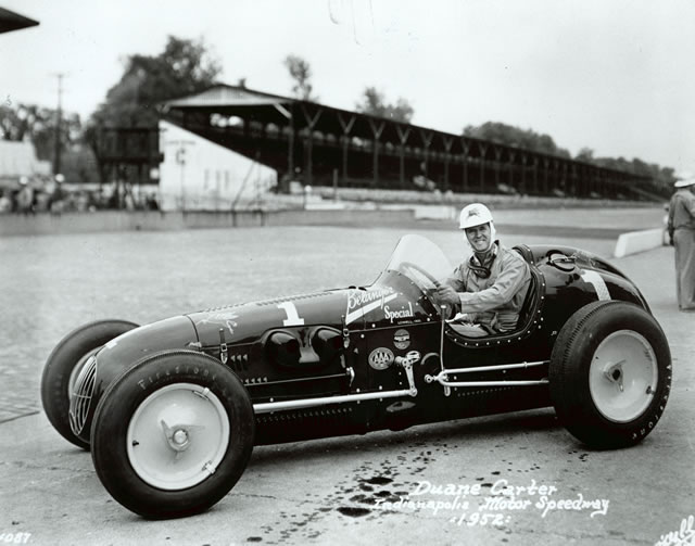 Duane Carter in the #1 Belanger Motors Special (Lesovsky/Offy) at the Indianapolis Motor Speedway in 1952 -- Photo by: No Photographer