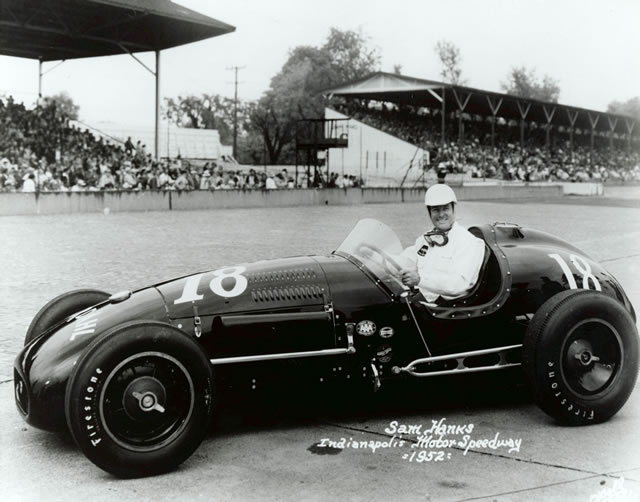 Sam Hanks in the #18 Bardahl Special (KK3000/Offy) at the Indianapolis Motor Speedway in 1952 -- Photo by: No Photographer