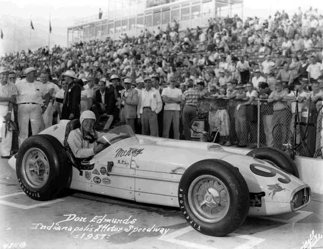 Don Edmunds in the #92 McKay Special (KK500G/Offy) after qualifying for the 1957 Indianapolis 500. -- Photo by: No Photographer