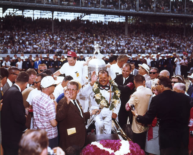 1964 Indianapolis 500 winner A.J. Foyt in victory lane -- Photo by: No Photographer