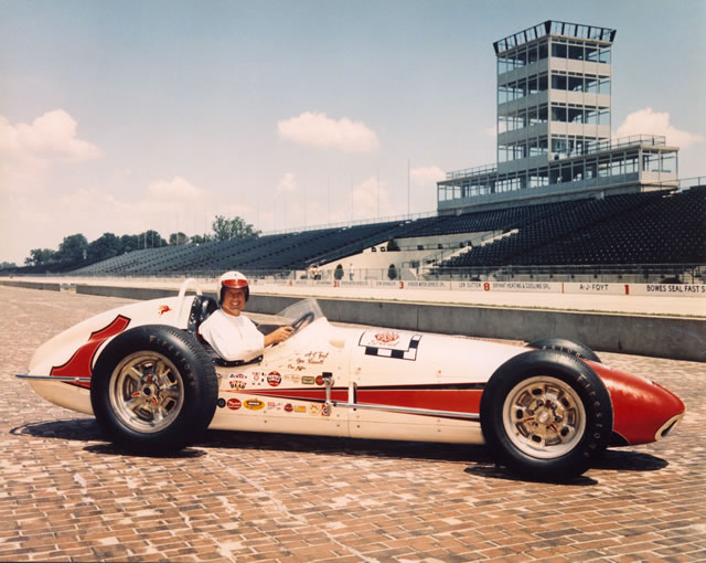 A.J. Foyt in the #1 Bowes Seal Fast Special (Trevis/Offy) the day after winning the 1961 Indianapolis 500 at the Indianapolis Motor Speedway. -- Photo by: No Photographer