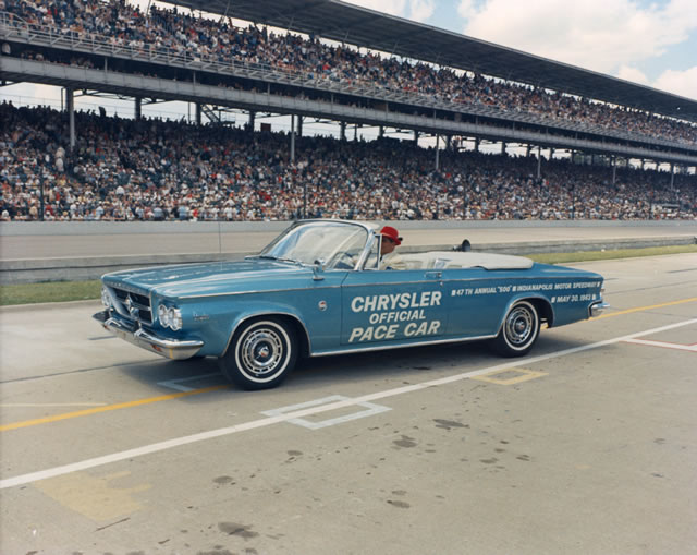 Chief Steward Harlan Fengler, driving the 1963 Chrysler Pace Car -- Photo by: No Photographer
