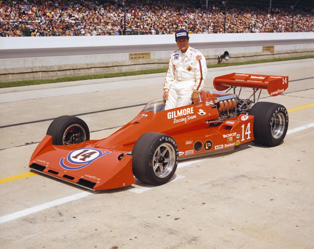 A.J. Foyt in the #14 Gilmore Racing Team Special (Coyote/Foyt) after qualifying for the 1977 Indianapolis 500 at the Indianapolis Motor Speedway. -- Photo by: No Photographer