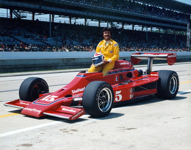 Johnny Parsons Jr. in the #15 Hopkins Special (Lightning/Offy) after qualifying for the 1979 Indianapolis 500 at the Indianapolis Motor Speedway. -- Photo by: No Photographer