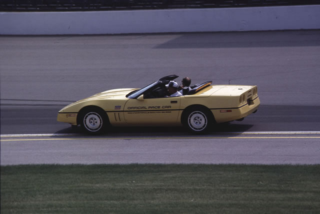 Indianapolis 500 pace car, Chevrolet Corvette, on track at the Indianapolis Motor Speedway -- Photo by: No Photographer