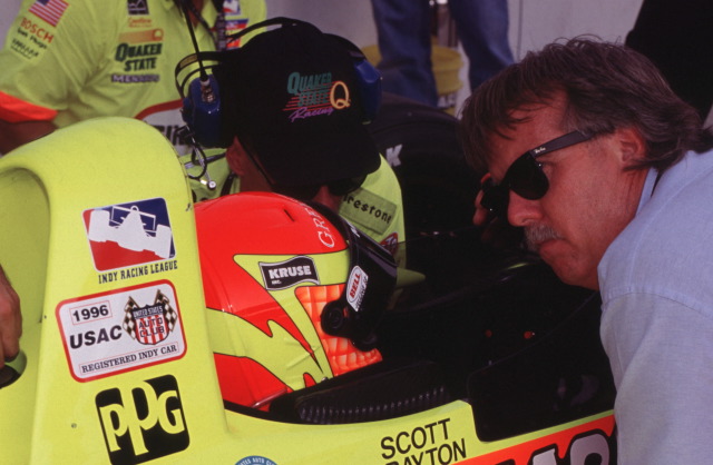 Driver Scott Brayton confers with Crew Chief Larry Curry. -- Photo by: No Photographer