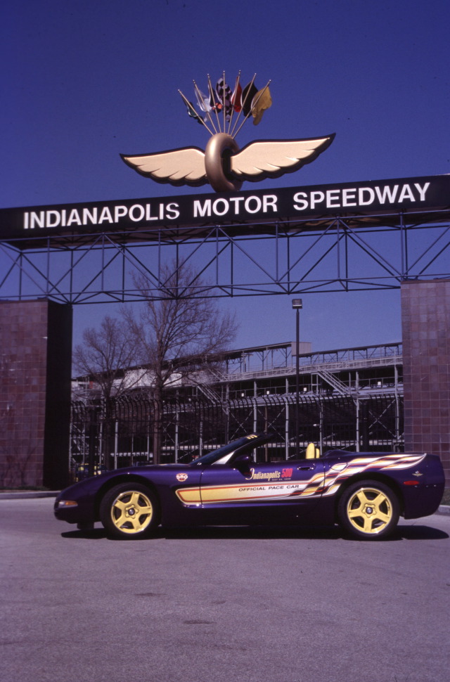 Chevrolet Corvette -- Official Pace Car of the 1998 Indianapolis 500 outside the gates of the Indianapolis Motor Speedway -- Photo by: No Photographer