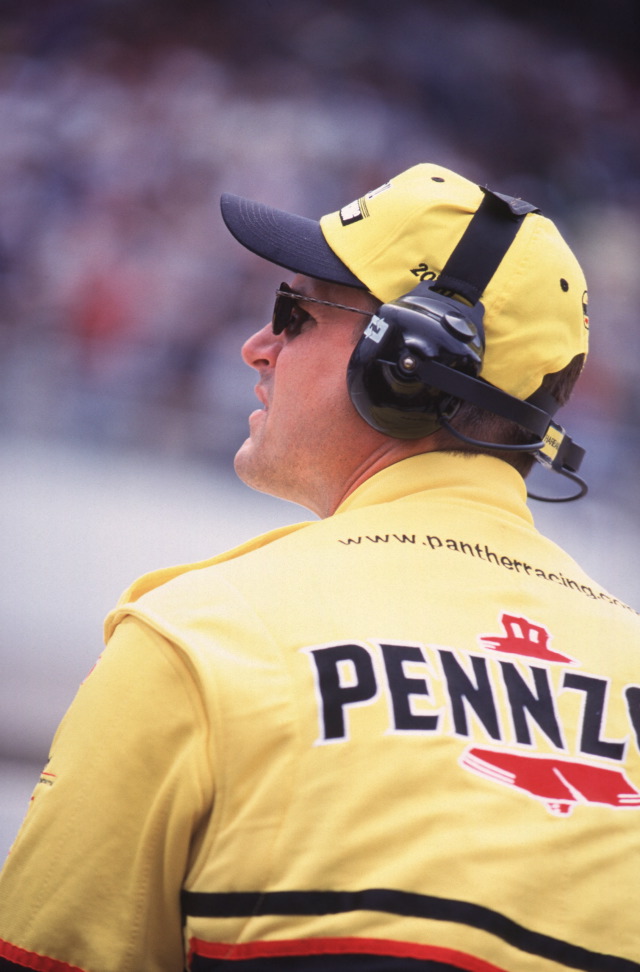 Jim Harbaugh, co-owner of Pennzoil Panther racing, during the 2000 Indianapolis 500. -- Photo by: No Photographer