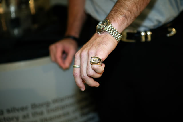 View Buddy Rice Borg-Warner Trophy/Indianapolis 500 Winner’s Ring Presentation Photos