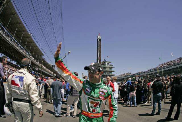 Tony Kanaan, driver of the #11 Team 7-Eleven Dallara/Honda during pre-race for the 89th running of the Indianapolis 500 at the Indianapolis Motor Speedway. -- Photo by: Michael Voorhees