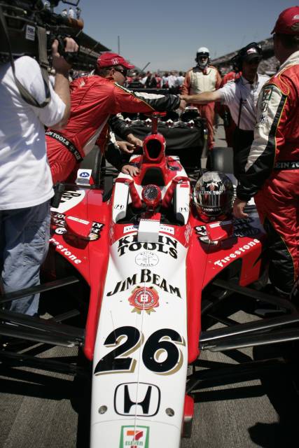 The #26 Klein Tools/Jim Beam Dallara/Honda driven by Dan Wheldon sits pre-race before the 89th running of the Indianapolis 500 at the Indianapolis Motor Speedway. -- Photo by: Michael Voorhees