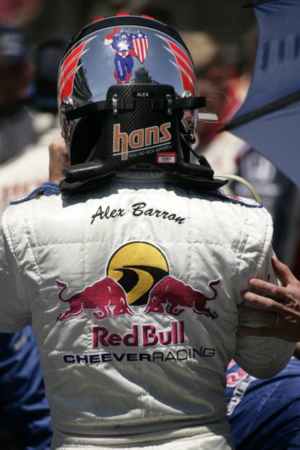 Red Bull Cheever Racing\'s Alex Barron suits up for the 89th running of the Indianapolis 500 at the Indianapolis Motor Speedway. -- Photo by: Michael Voorhees